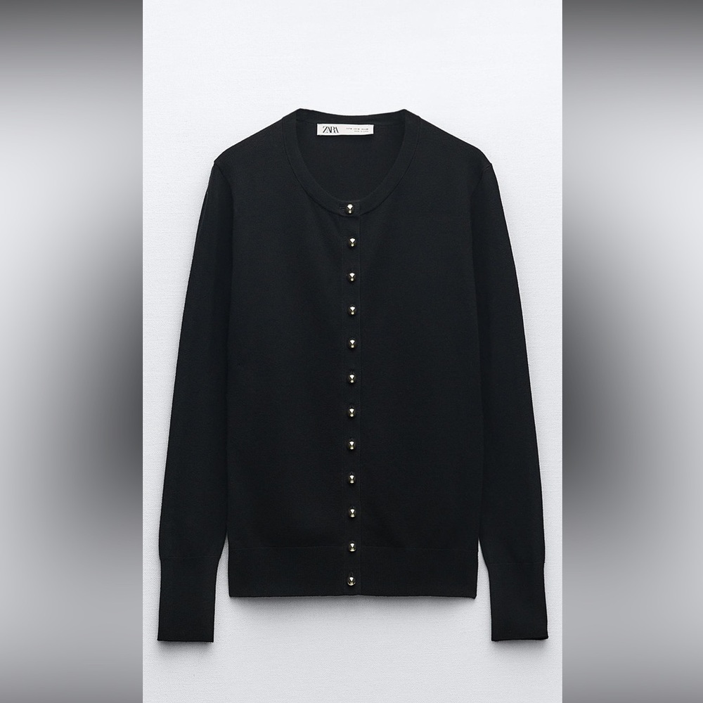 Zara Black Sweater with Gold Buttons